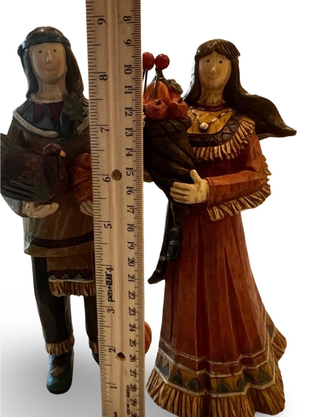 Resin Native American Figure Pair Thanksgiving Fall Decor - Picture 10 of 10
